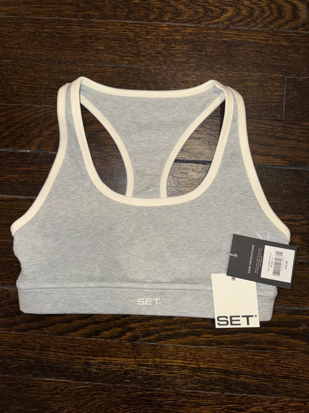 SET Active Light Grey Sports Bra with Cream Trim
